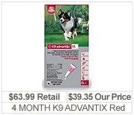 MONTH K9 ADVANTIX Red (for dogs 21-55lbs)
